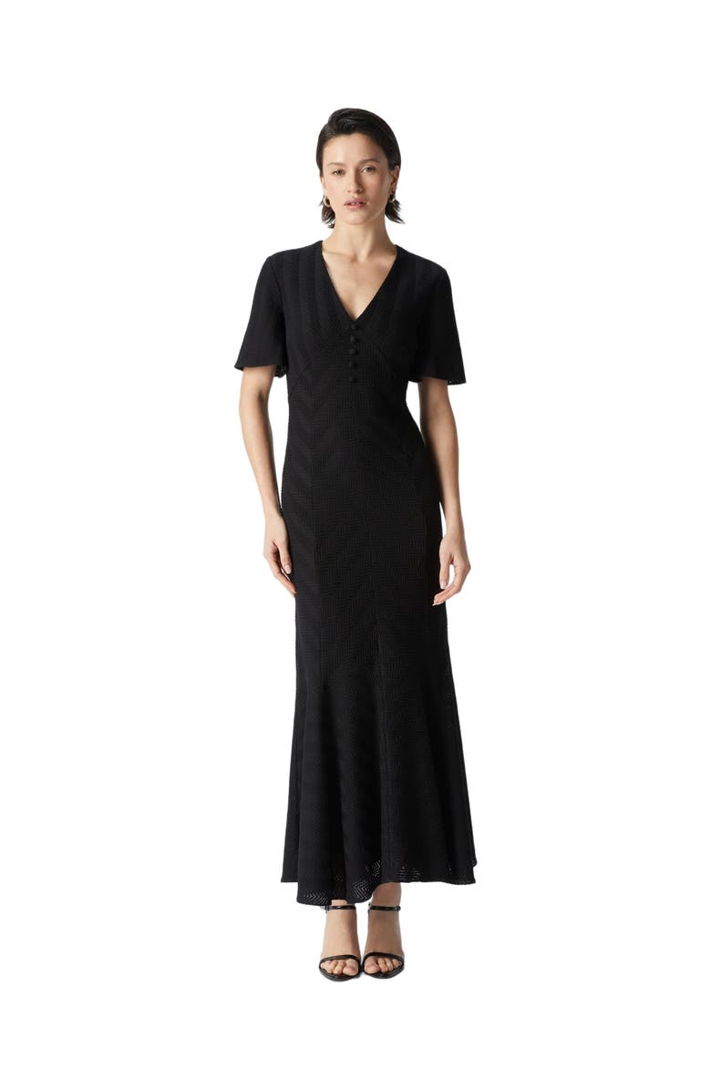Missoni Long Dress In Cotton And Zigzag Viscose With Flared Hem, Main, color, Black