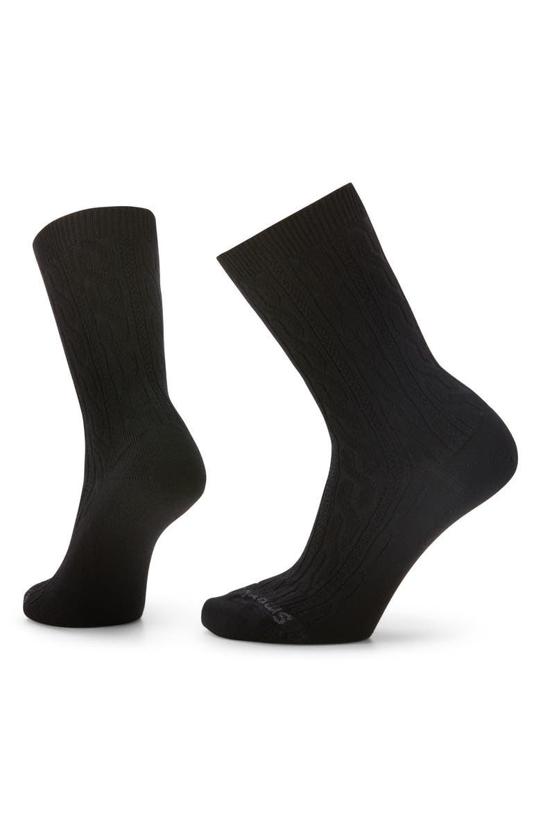 Smartwool Cable Knit Crew Socks, Main, color, Black