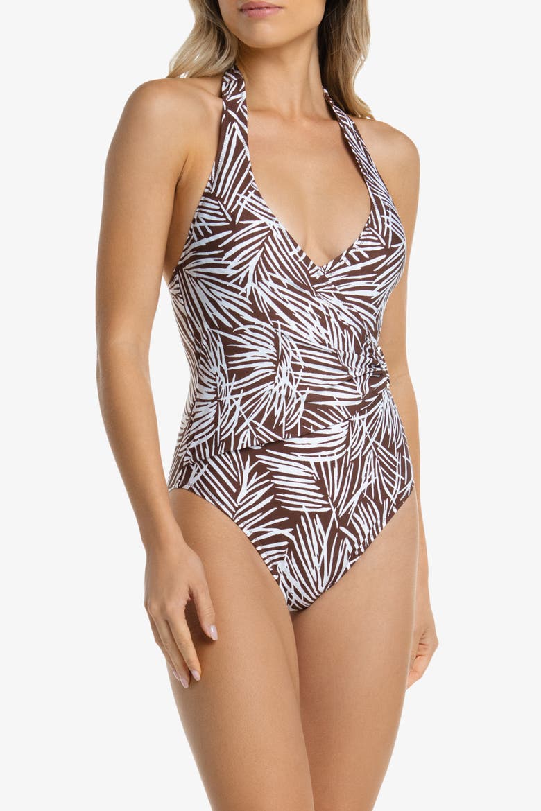 Tortoise Wrap One-Piece, Alternate, color, Paradise Palm