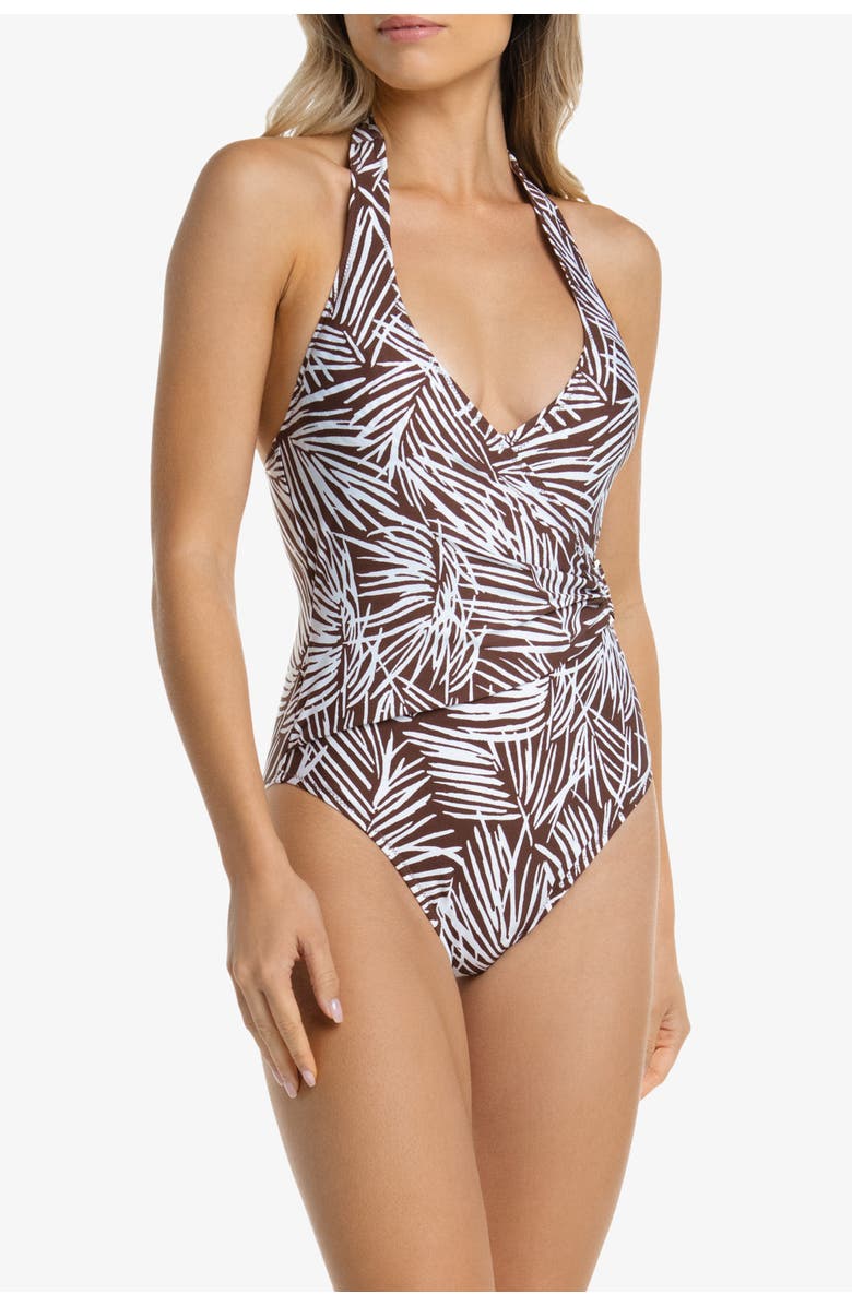 HELEN JON Tortoise Wrap One-Piece, Alternate, color, Paradise Palm