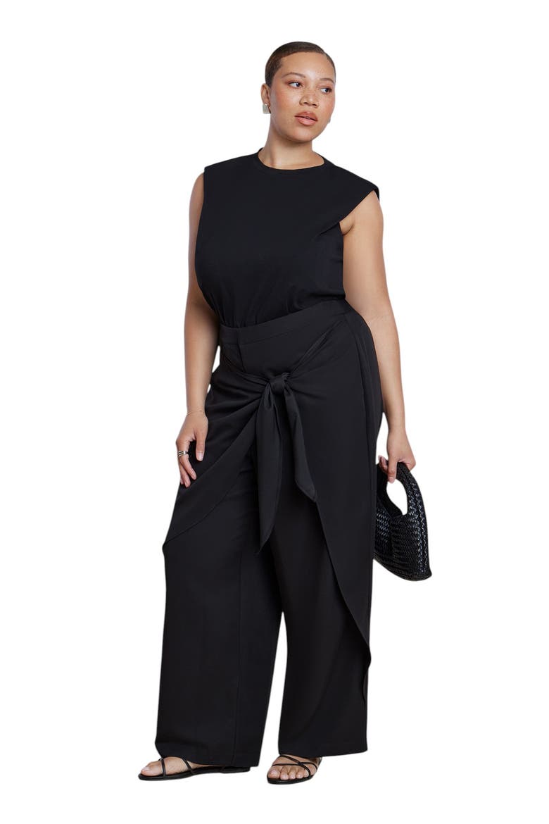 Wrap Detail Trouser, Alternate, color, BLACK ONYX
