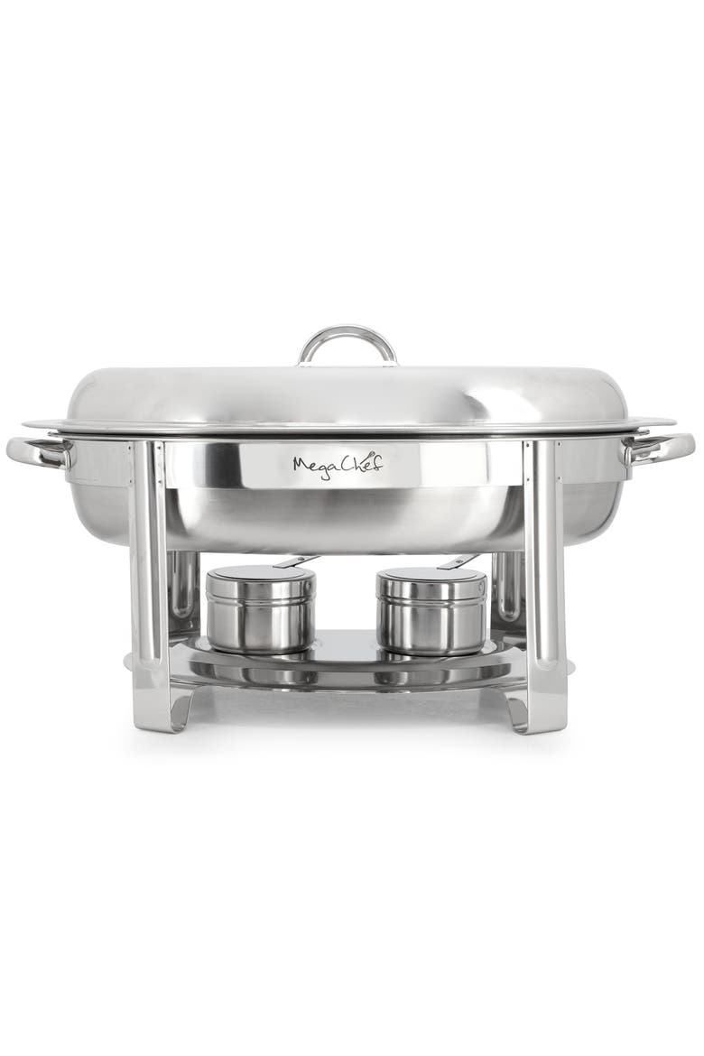 5.8 Quart Stainless Steel Oval Professional Chafing Dish/Food Warmer/Buffet Server Serving Dish, Alternate, color, Silver
