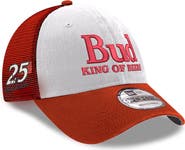 New Era Men's New Era Scarlet Ken Schrader Bud King of Beers 9FORTY Adjustable Trucker Hat