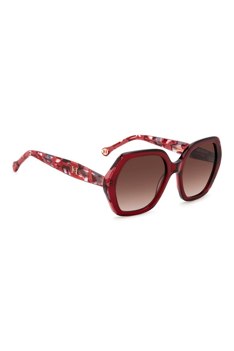 55mm Gradient Geometric Sunglasses, Alternate, color, BURGUNDY