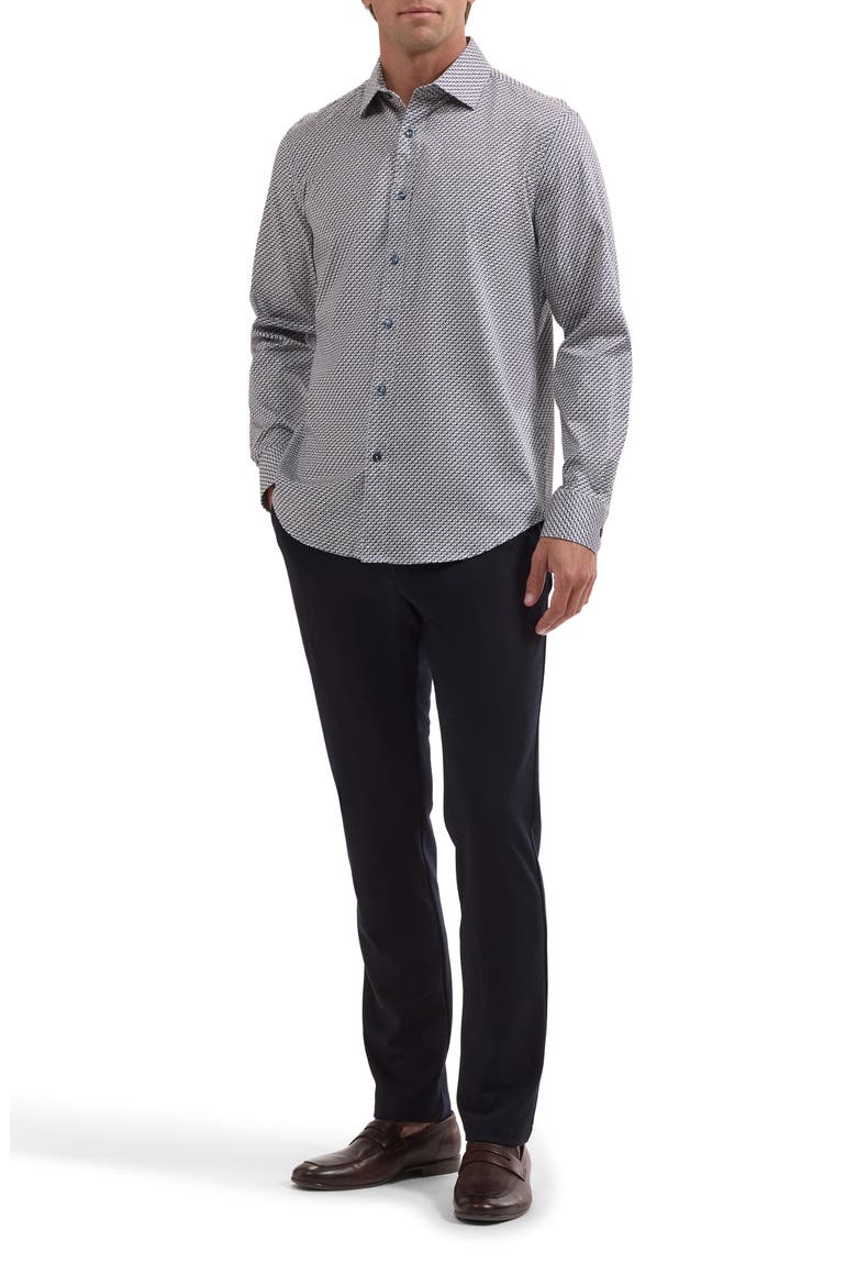 Axel Shaped Printed Long Sleeve Button Up Shirt, Alternate, color, TEAL