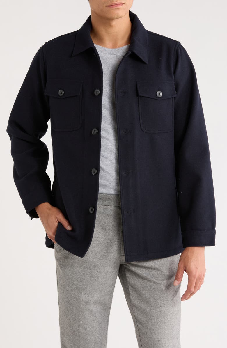 SOUL OF LONDON Melton Shirt Jacket, Main, color, Navy/ Marine