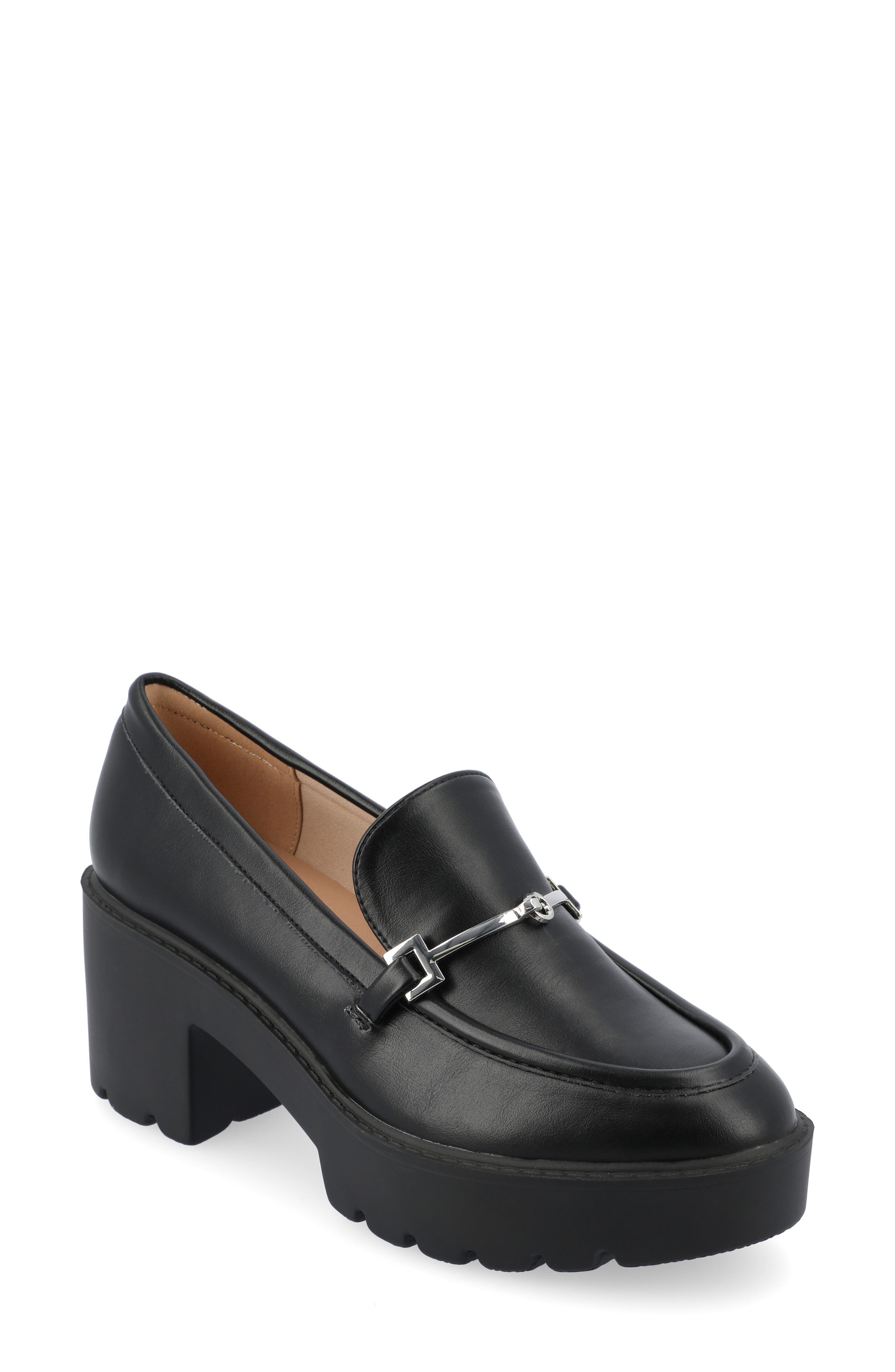 Journee Collection Kezziah Platform Loafer Pump, Main, color, Black