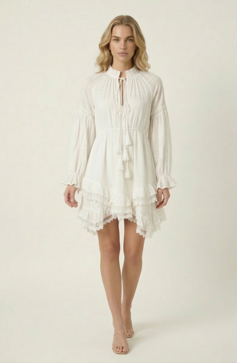 Modenaire Boho Mini Dress, Main, color, Ivory