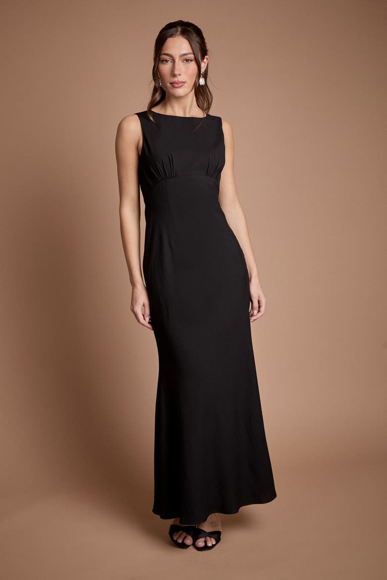 Petite Cowl Back Maxi Dress, Alternate, color, Black