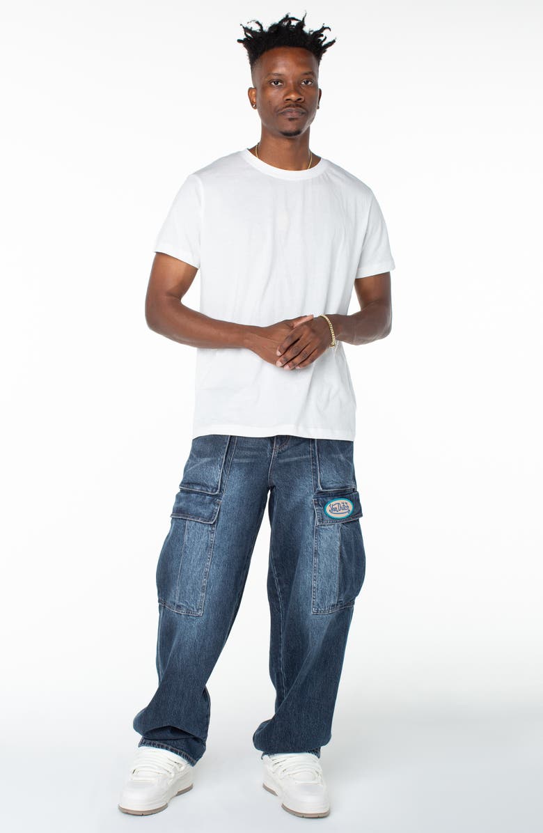 Von Dutch Outlaws Baggy Cargo Pocket Jeans, Alternate, color, Middle Moon