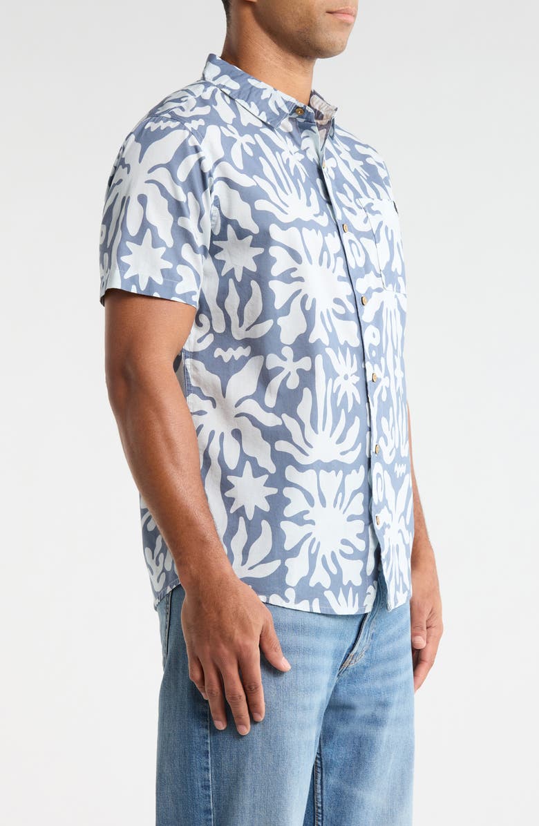 Roark Journey Floral Short Sleeve Button-Up Shirt, Alternate, color, Neptune