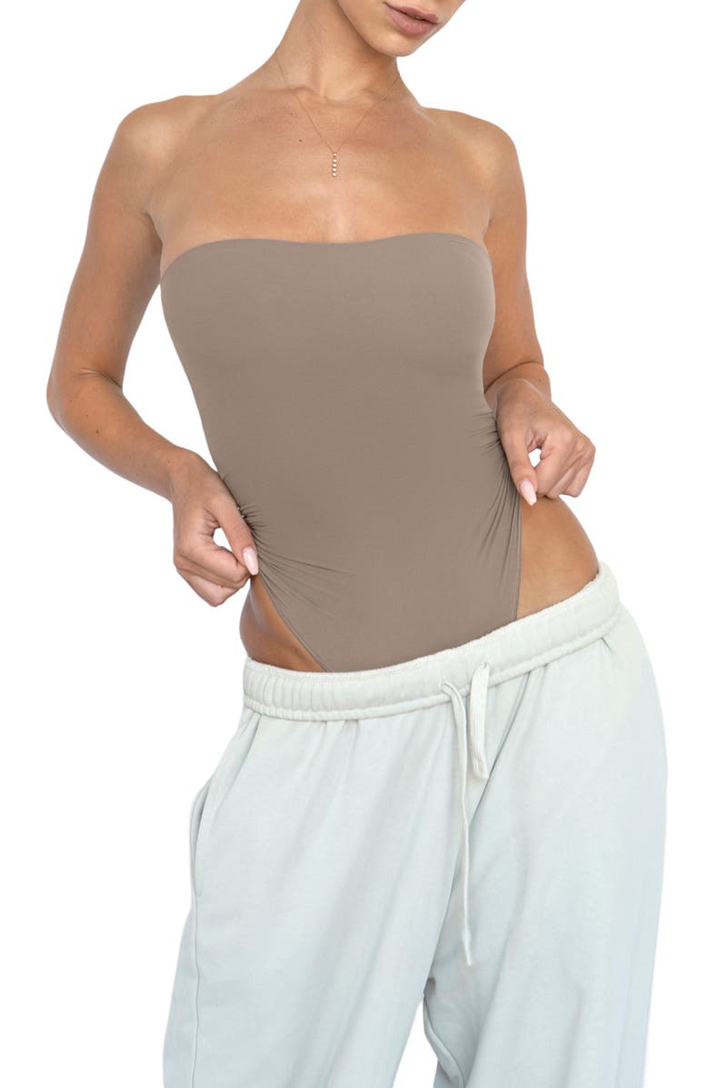 Noody Ultra-thin seamless forming strapless bodysuit, Alternate, color, Mocca
