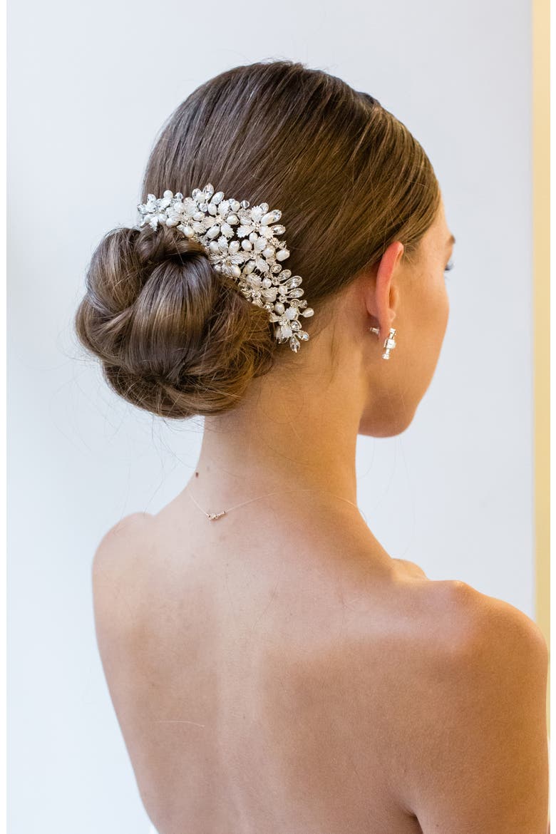 Caressa Halo Comb (Nordstrom Exclusive), Alternate, color, SILVER/ FRESHWATER PEARL