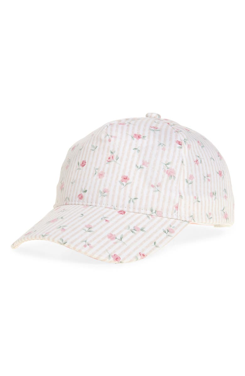 Capelli New York Kids' Stripe Floral Snapback Baseball Cap, Main, color, Pink Combo