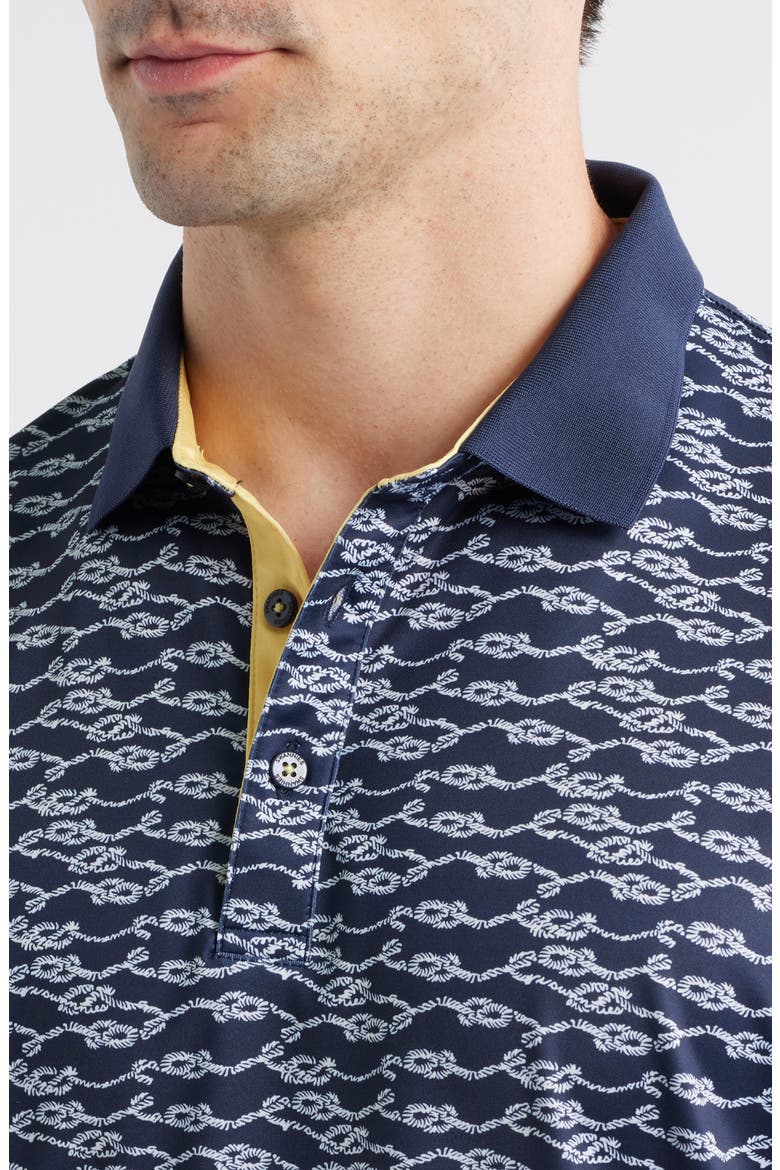 Bowline Rope Print Performance Golf Polo, Alternate, color, NAVY