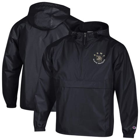Men's Champion Black Army Black Knights Packable Hooded Windbreaker Half-Zip Jacket