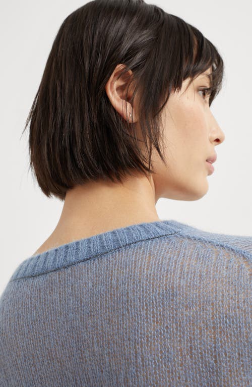 Brunello Cucinelli Mohair Shetland Gauze Crewneck Sweater In Avio Blue