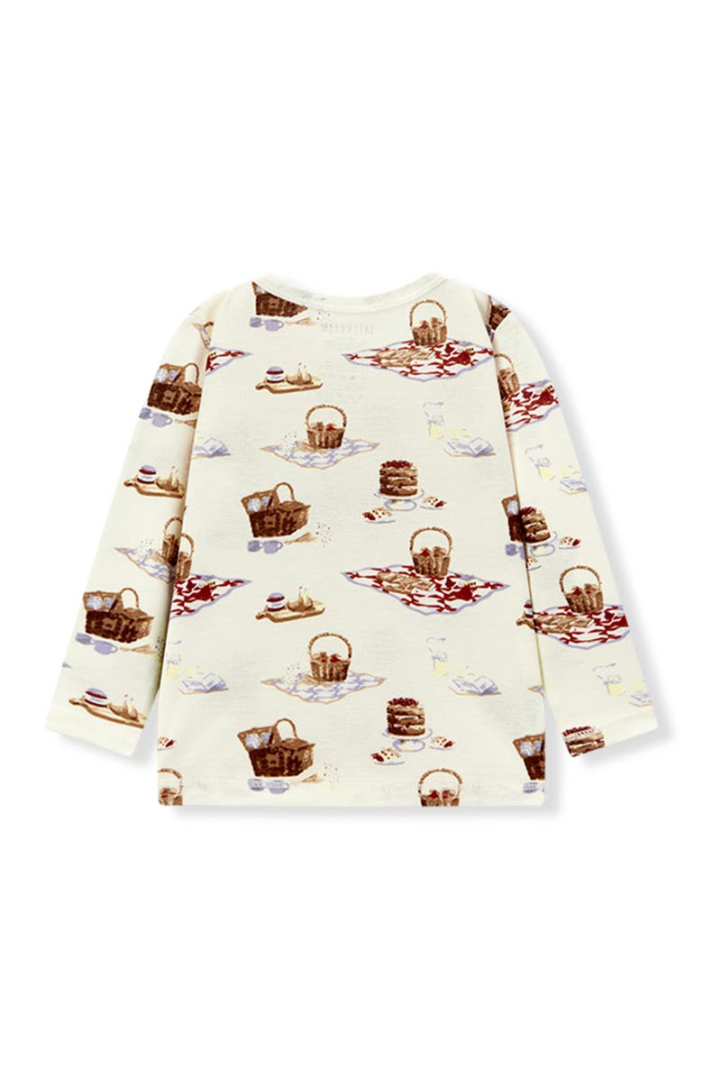 Milkbarn Organic Cotton Long Sleeve Two Piece Pajama Set, Alternate, color, Picnic