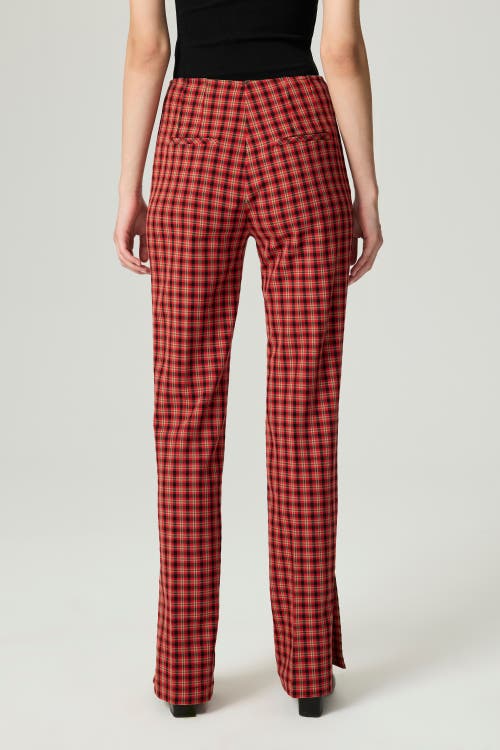Nocturne Plaid Slit-hem Pants In Red