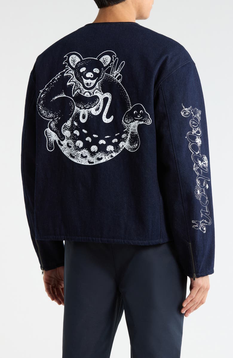 Malbon Golf Grateful Dead Moto Jacket, Alternate, color, Denim