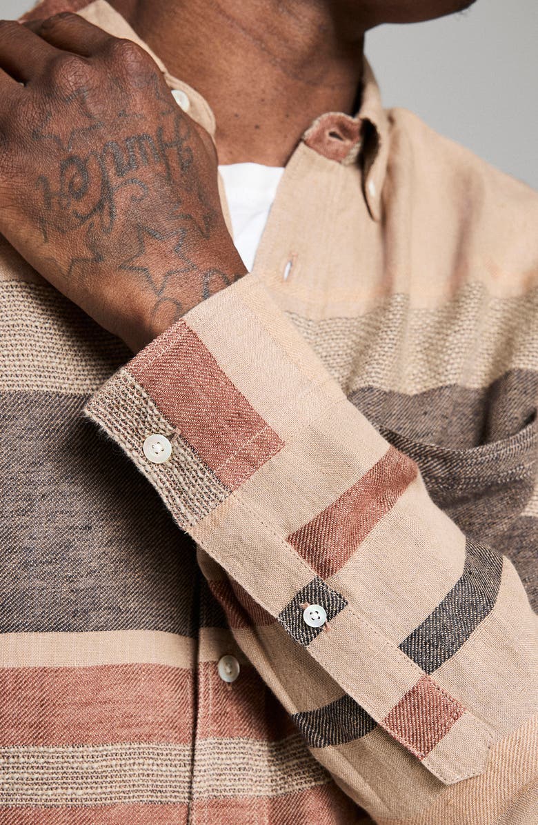 Billy Reid Tuscumbia Archive Stripe Button-Down Shirt, Alternate, color, Tan Multi