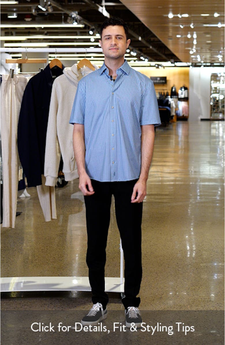 Josiah Geo Stripe Short Sleeve Knit Button-Up Shirt, sales video thumbnail