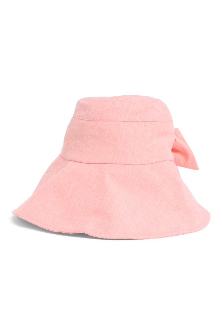 Bow Back Bucket Hat, Main, color, CORAL