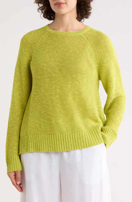 Eileen Fisher Raglan Sleeve Organic Linen & Organic Cotton Sweater