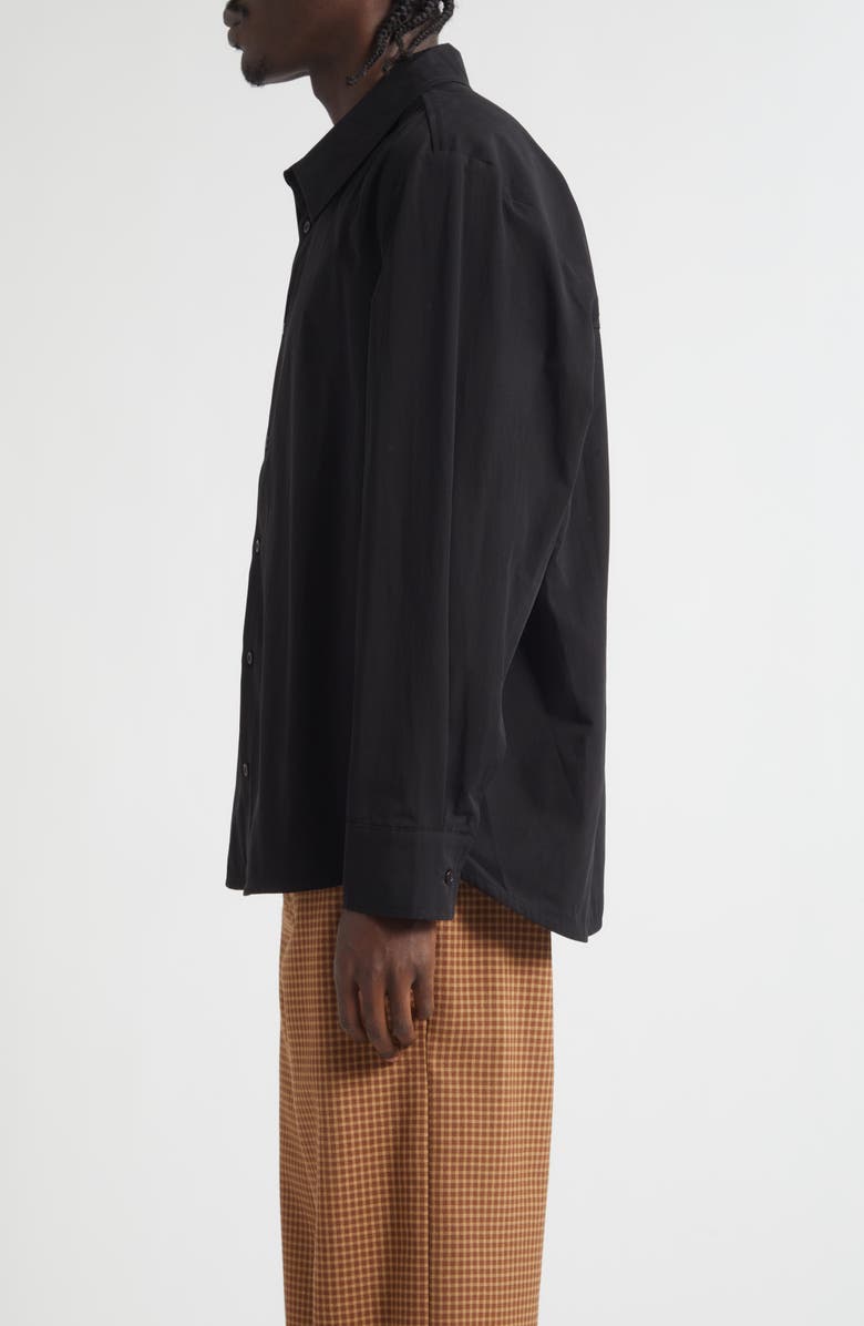 Séfr Trino Cotton Poplin Button-Up Shirt, Alternate, color, Black Fine Poplin