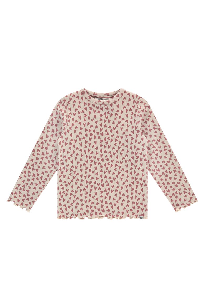 Allover Heart Ribbed Long Sleeve Shirt, Main, color, Pearl