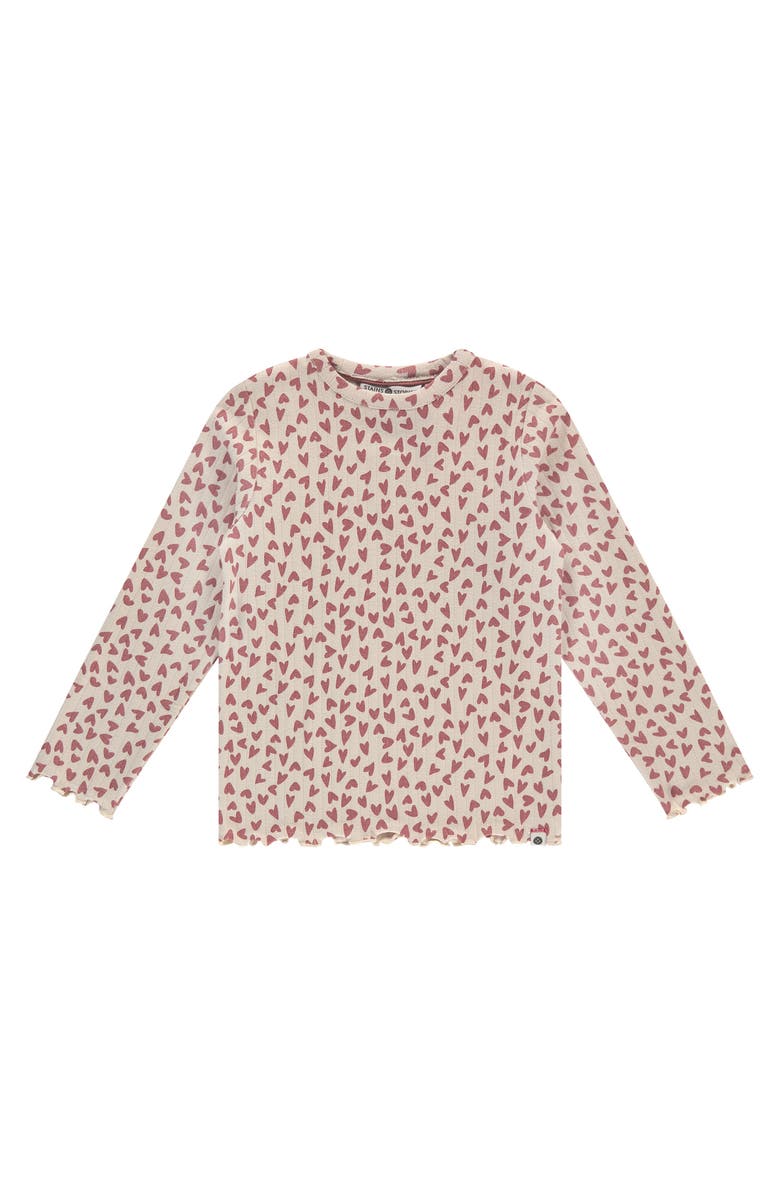 Stains and Stories by Babyface Allover Heart Ribbed Long Sleeve Shirt, Main, color, Pearl