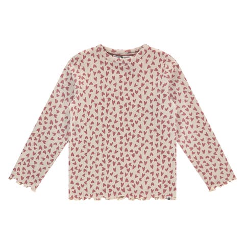 Allover Heart Ribbed Long Sleeve Shirt