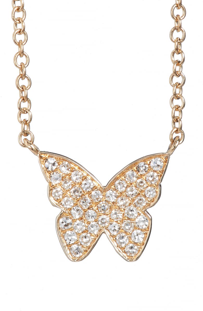 EF Collection Diamond Butterfly Pendant Necklace, Main, color, Yellow Gold