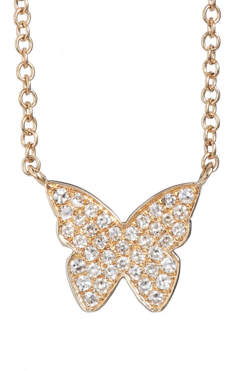 Diamond Butterfly Pendant Necklace
