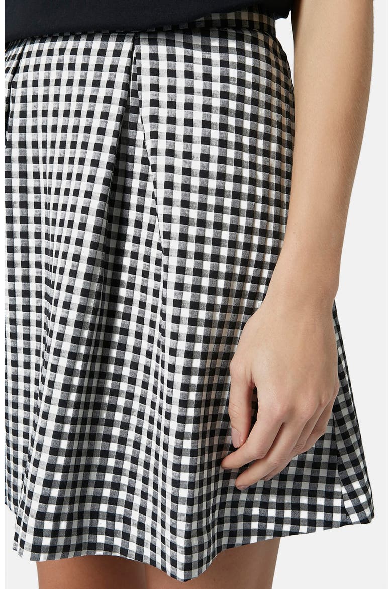Pleated Gingham Miniskirt, Alternate, color, BLACK MULTI