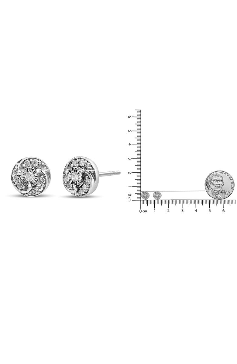 Haus of Brilliance Silver 1/4 Ct Round Diamond Spiral Halo Cluster Stud Earrings, Alternate, color, White