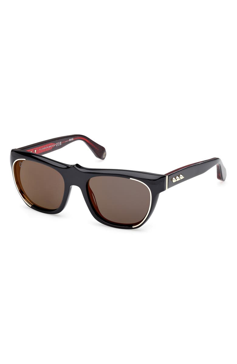 Christian Louboutin Georges 55mm Square Sunglasses, Alternate, color, Black/ Gold/ Zeiss Smoke/ Red