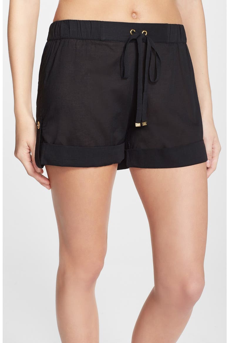 Cotton Voile Shorts, Main, color, BLACK