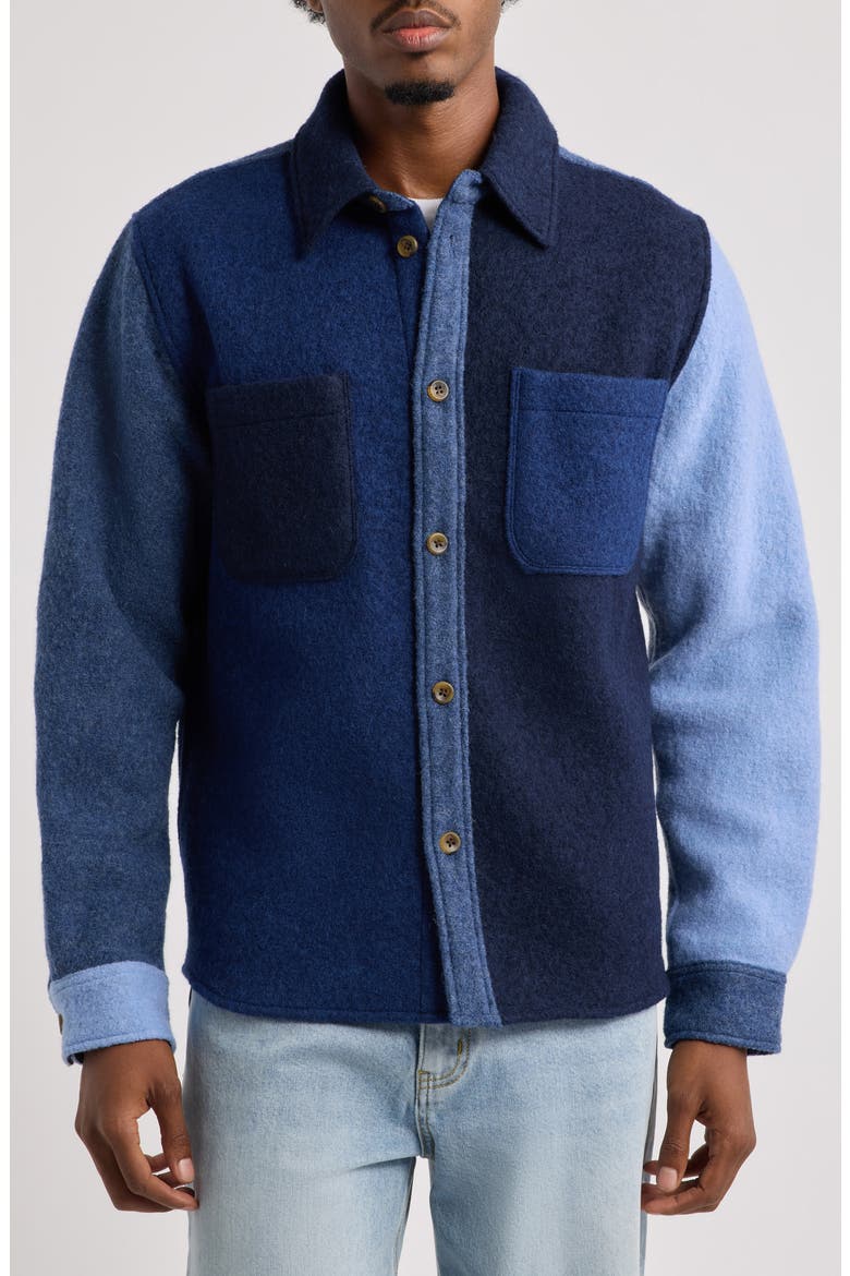 Wool Colorblocked Overshirt, Alternate, color, DARK NAVY BLUE