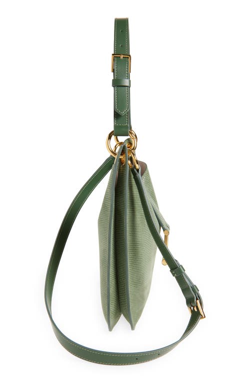 Tom Ford Small Tara Lizard Embossed Leather Top Handle Bag In Laurel Green