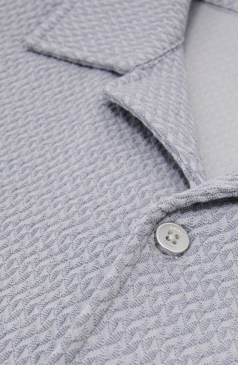 Reiss Felipe Textured Knit Cotton Blend Camp Shirt, Alternate, color, Soft Blue
