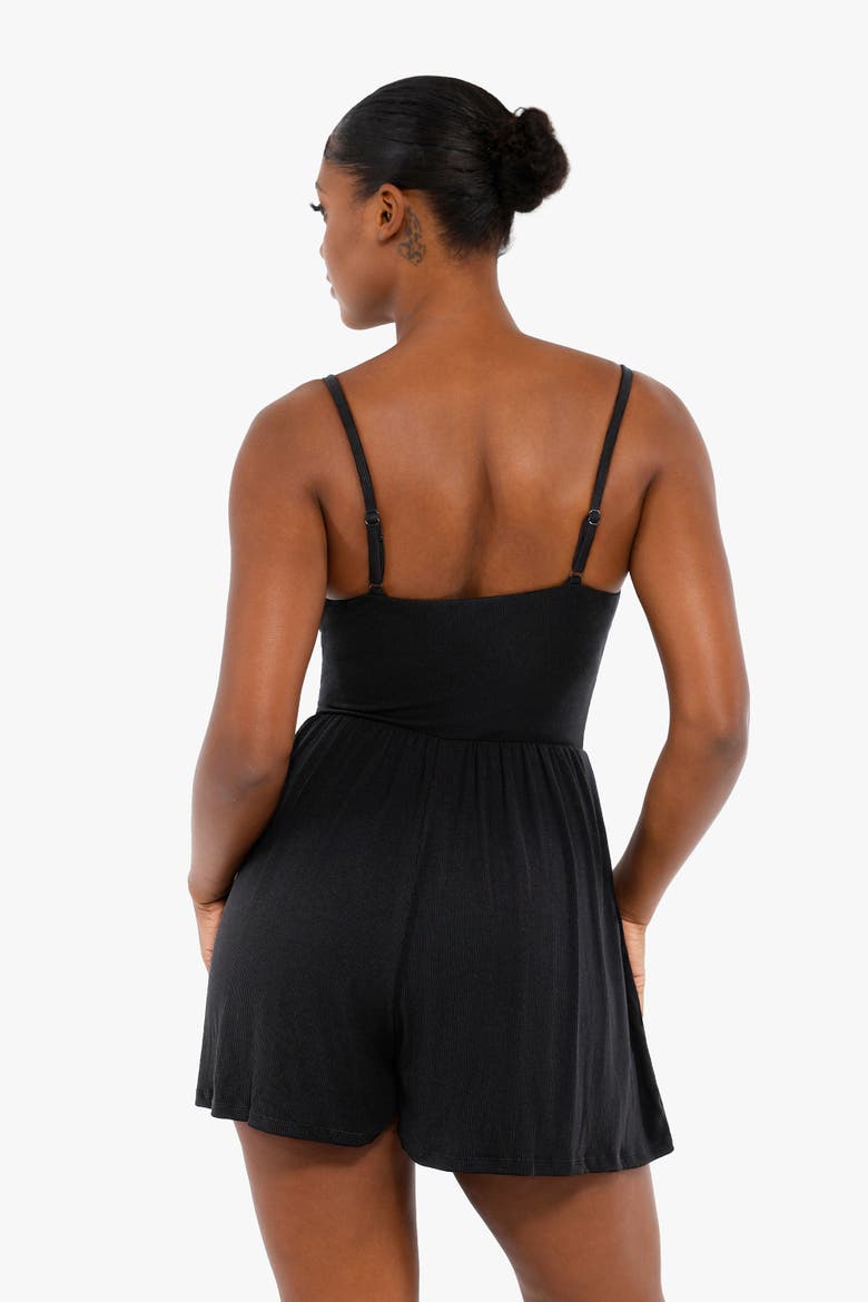 Shapewear Modal Tummy Control Wide-Leg Romper, Alternate, color, Midnight Black