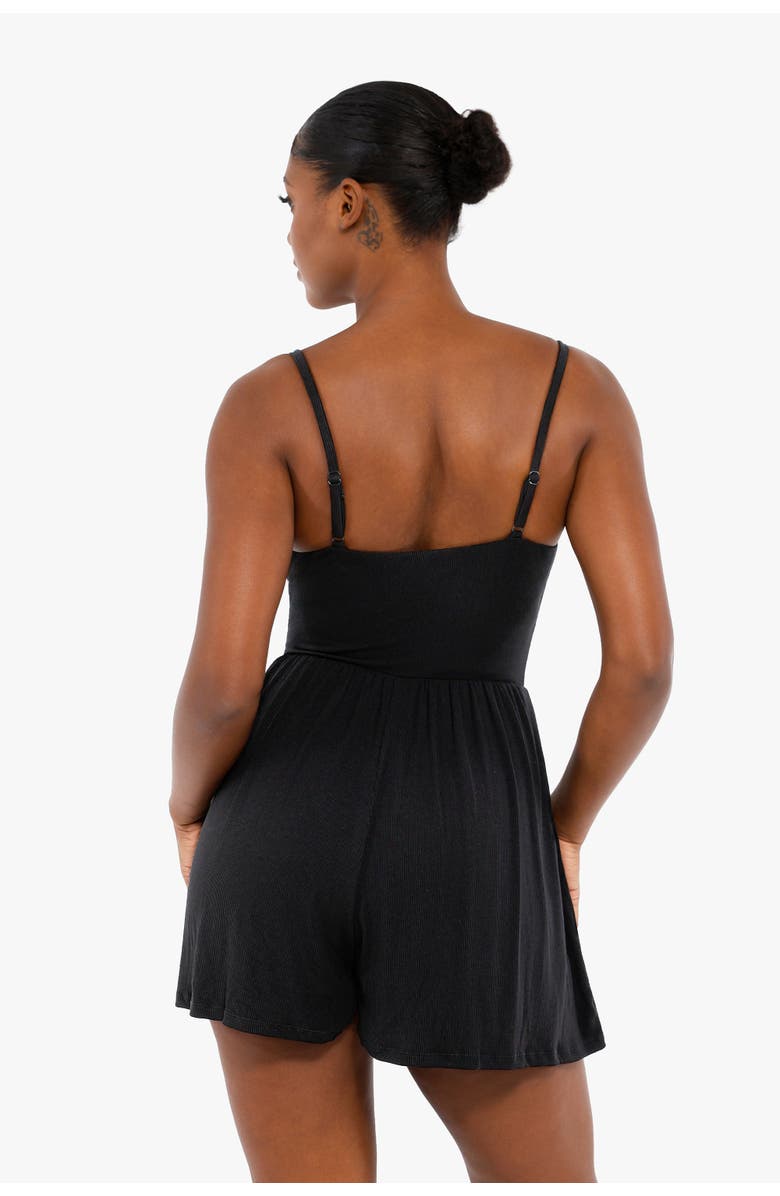 Popilush Shapewear Modal Tummy Control Wide-Leg Romper, Alternate, color, Midnight Black