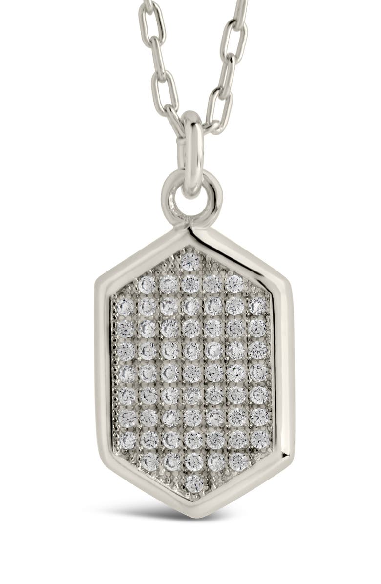 Sterling Forever Verity CZ Pavé Pendant Necklace, Alternate, color, 