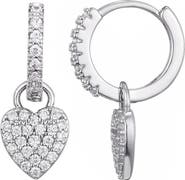 Adornia Cubic Zirconia Heart Drop Huggie Hoop Earrings