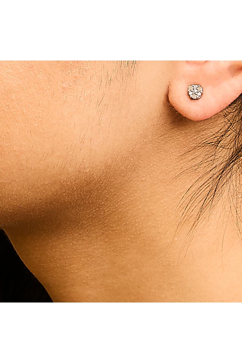 Silver 1/10 Ct Prong RoundTrio Diamond Stud Earrings, Alternate, color, White