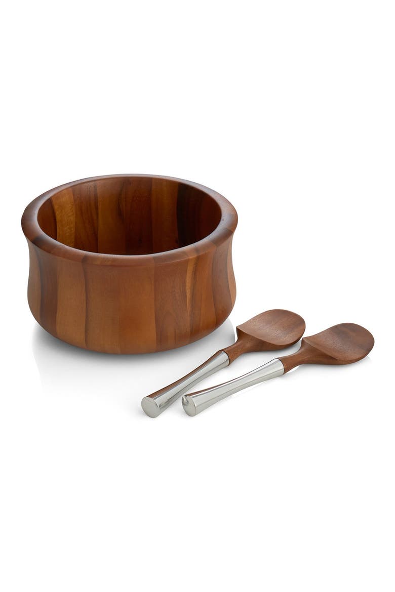'Nara' Wood Salad Bowl & Servers, Alternate, color, BROWN