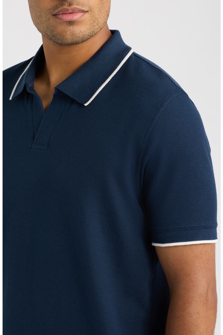 Piqué Johnny Collar Shirt, Alternate, color, NAVY SAPPHIRE