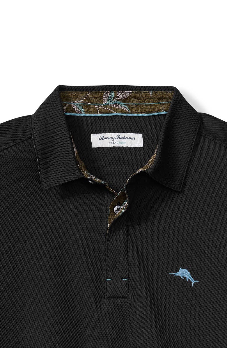 Tommy Bahama Vintage Vines Long Sleeve Five O'Clock IslandZone<sup>®</sup> Piqué Polo, Alternate, color, Black