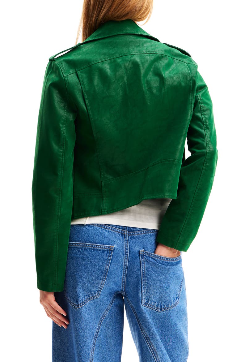 Textured Biker Jacket, Alternate, color, GREEN